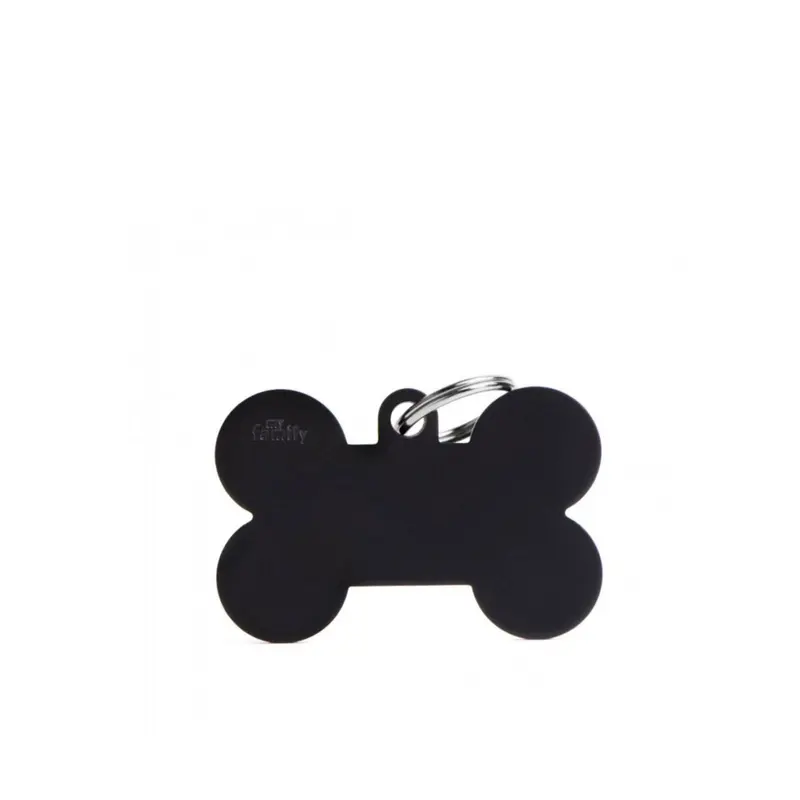 Placa ID My Family Hueso Grande Negro en Aluminio