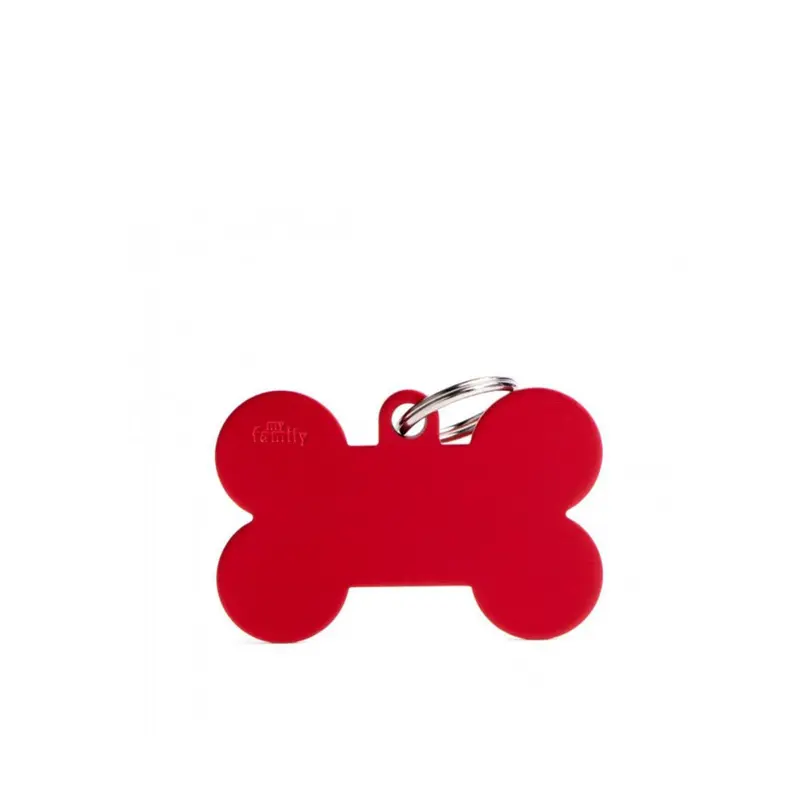 Placa ID My Family Hueso Grande Rojo en Aluminio