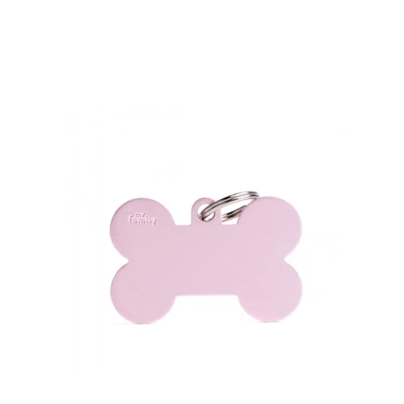Placa ID My Family Hueso Grande Rosa en Aluminio