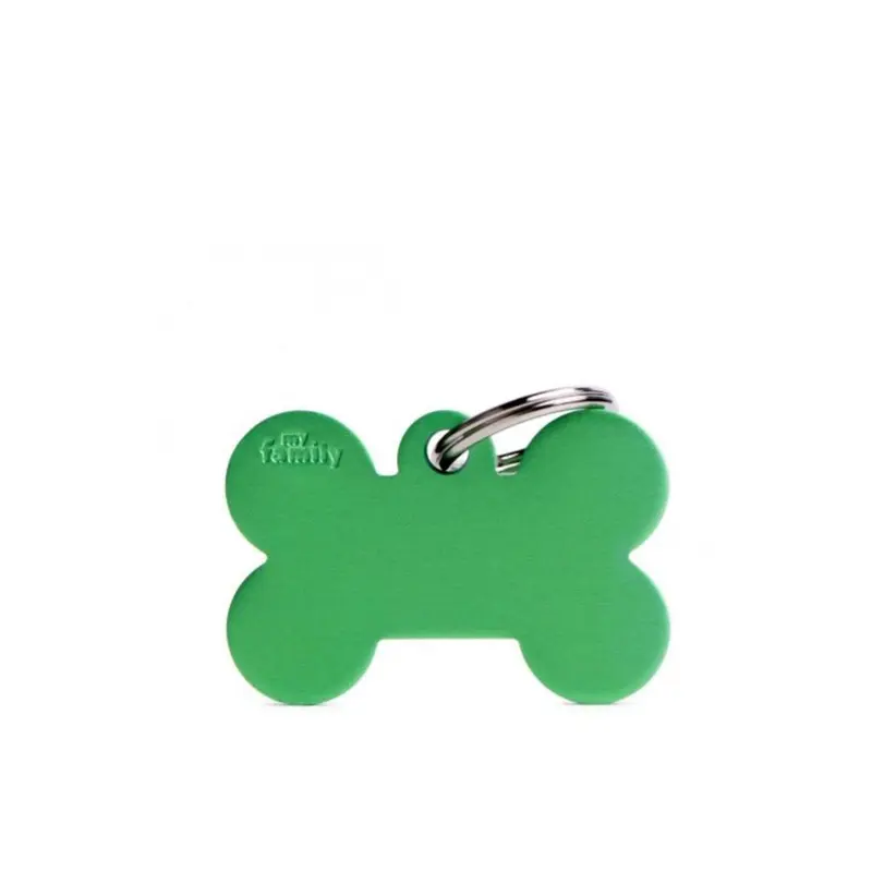 Placa ID My Family Hueso Grande Verde en Aluminio