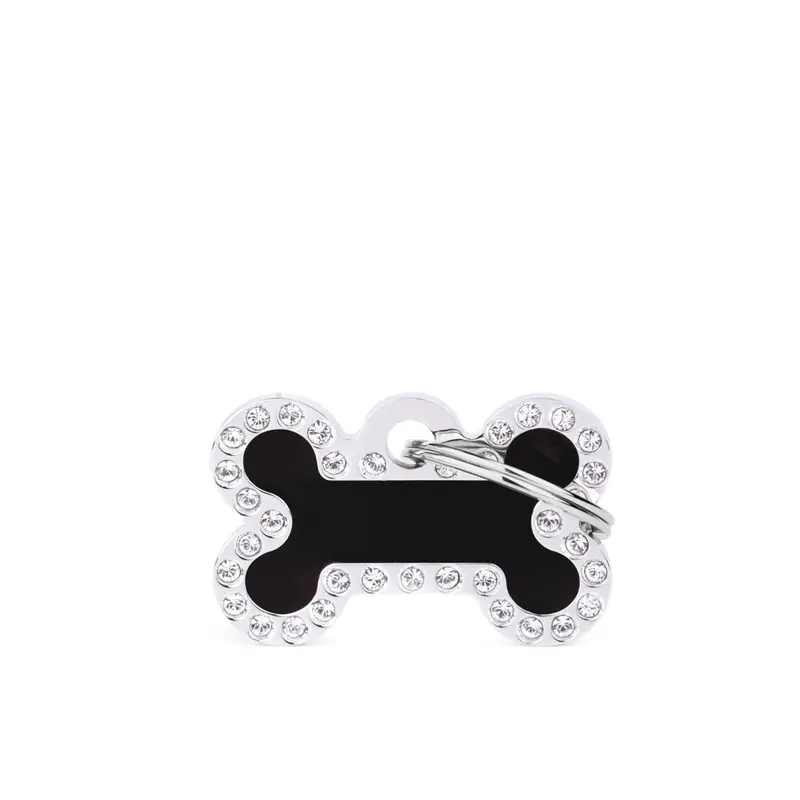 Placa ID My Family Hueso Pequeño Negro Glam