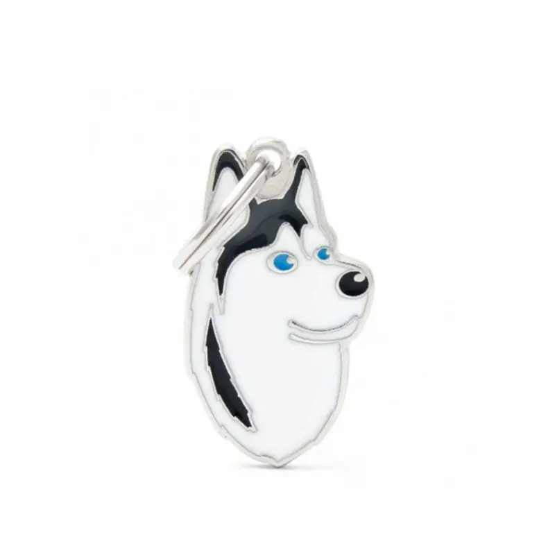 Placa ID My Family Husky Siberiano Blanco Y Negro