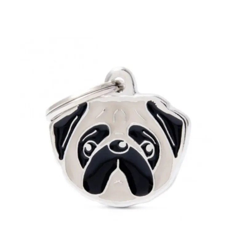 Placa ID My Family Pug Beige Y Negro s