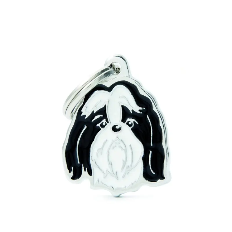 Placa ID My Family Shih Tzu Blanco y Negro