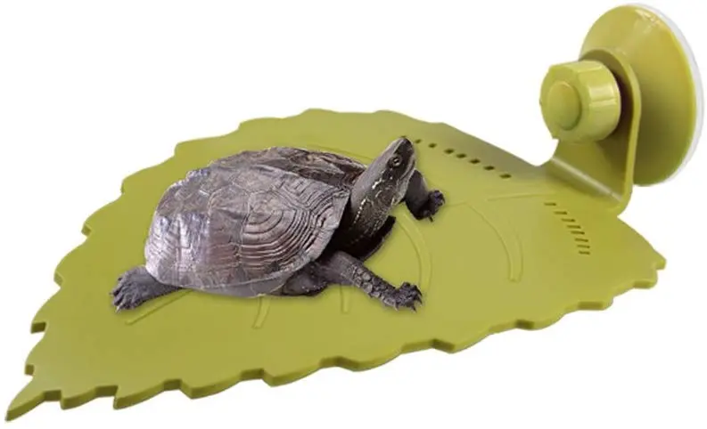 Plataforma de balanceo para decoración de cangrejo y depósito de tortuga anfibia, material de polipropileno de grado alimentario y diseño de hoja, 7.5 in de largo
