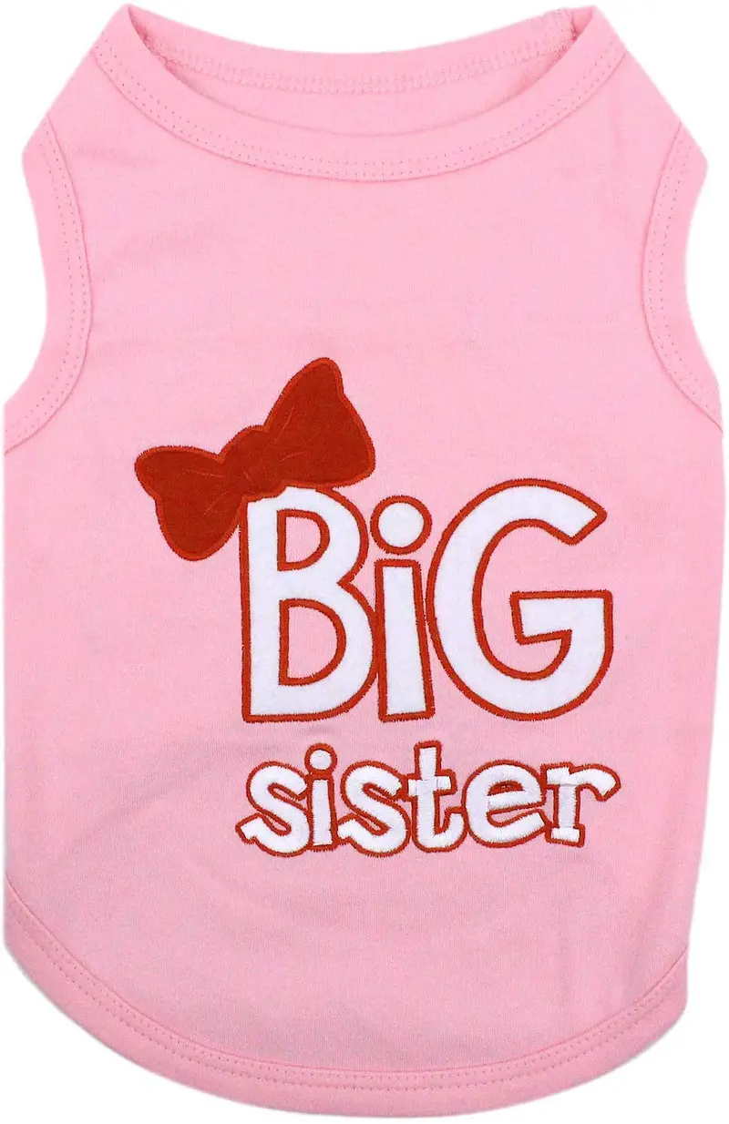 Playera parisina para perros y gatos, con texto en inglés "Mommy's Boy, Daddy's Girl, Big Brother, Big Sister, Little Sister, I Love Mommy, I Love Daddy"