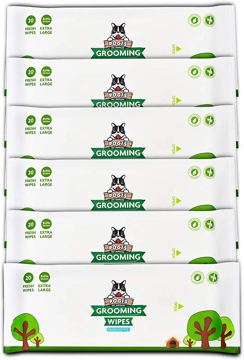 Pogi's Grooming Wipes, 100 toallitas antisépticas para perros y gatos