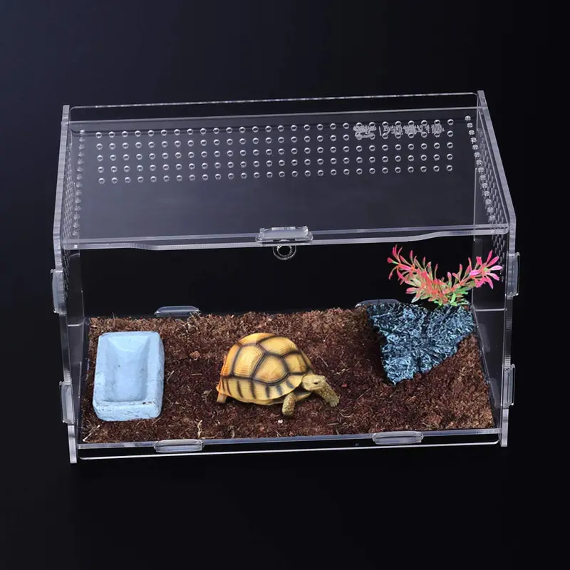 POPETPOP - Caja de terrario para cría de reptiles, contenedores de terrario de acrílico para pequeñas casas de mascotas