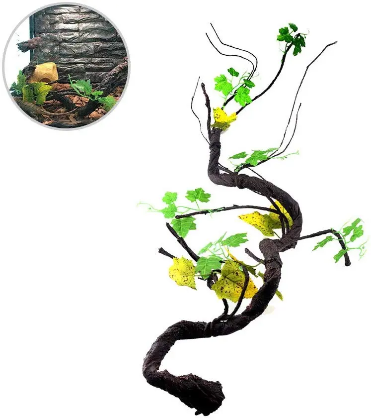POPETPOP Reptiles Vines para escalada artificial selva curva rama terrario jaula Habitat decoración para lagarto araña camaleón serpientes gecko ranas pequeñas mascotas