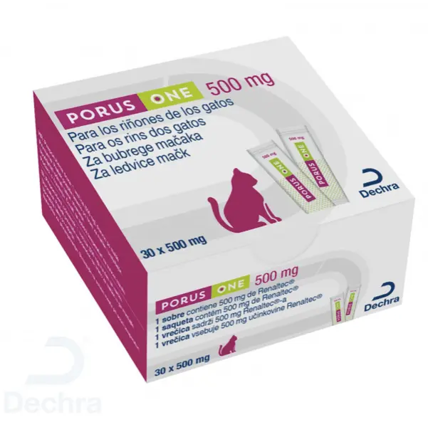 Porus One 500 mg 30 Sobres | Protector Renal para Gatos con Renaltec | Dechra