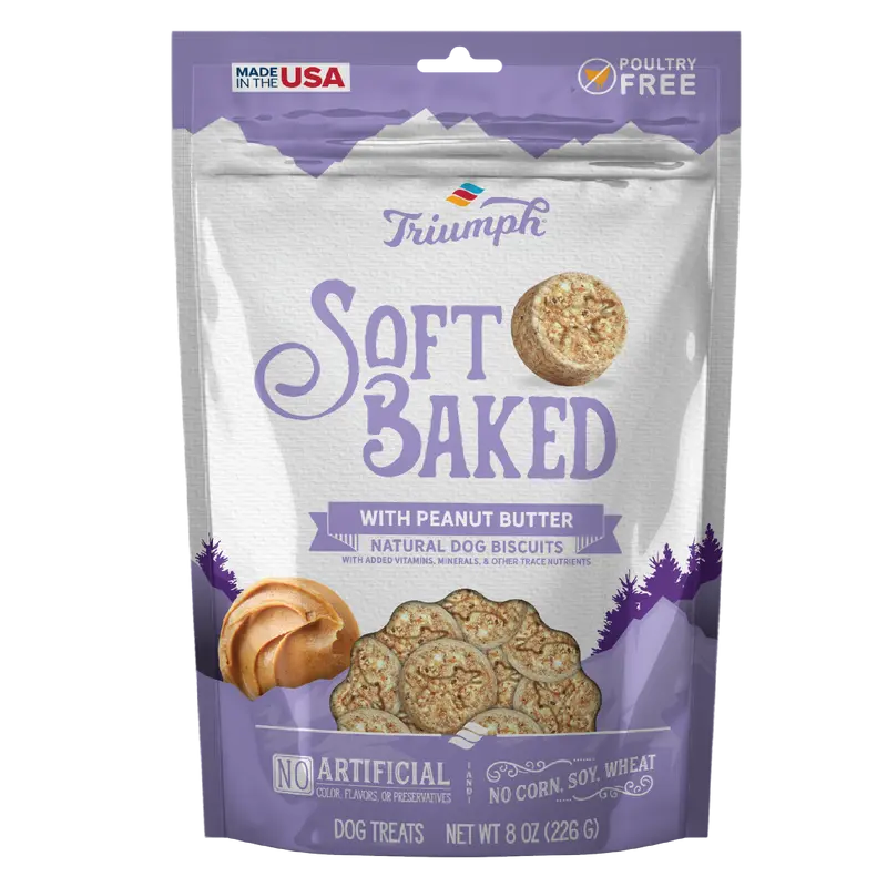 Premio suave horneado sin granos para perros “Soft Baked” – Mantequilla de Cacahuate | Triumph