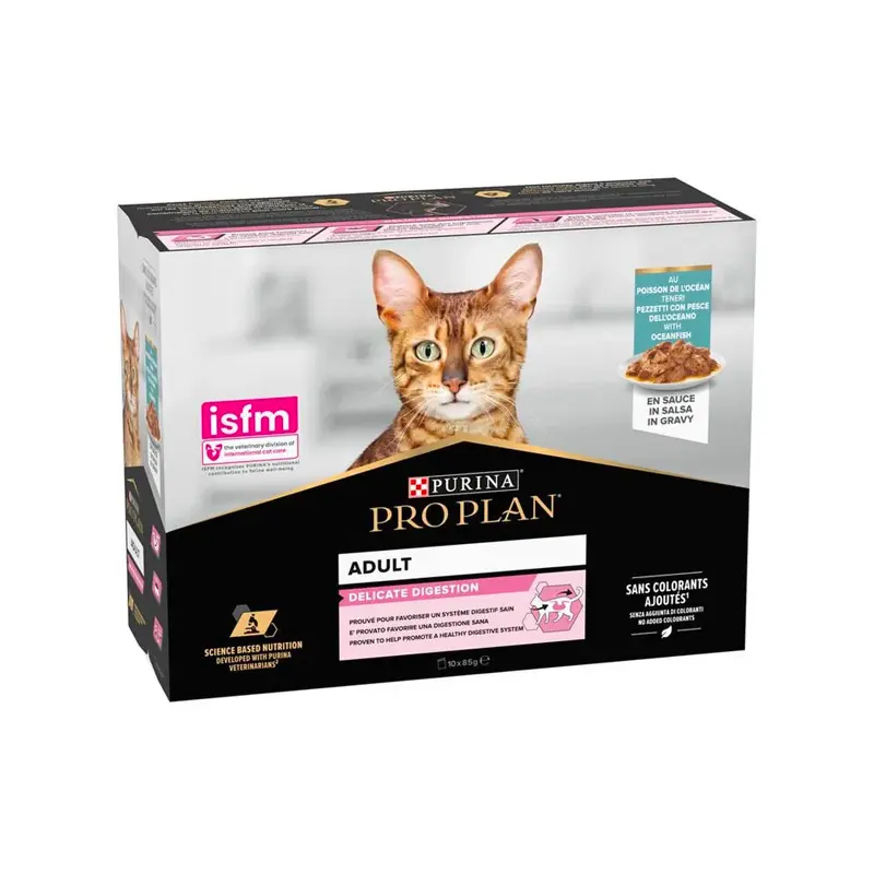 Pro Plan Delicate Digestion con pescado del océano Pouches para gatos