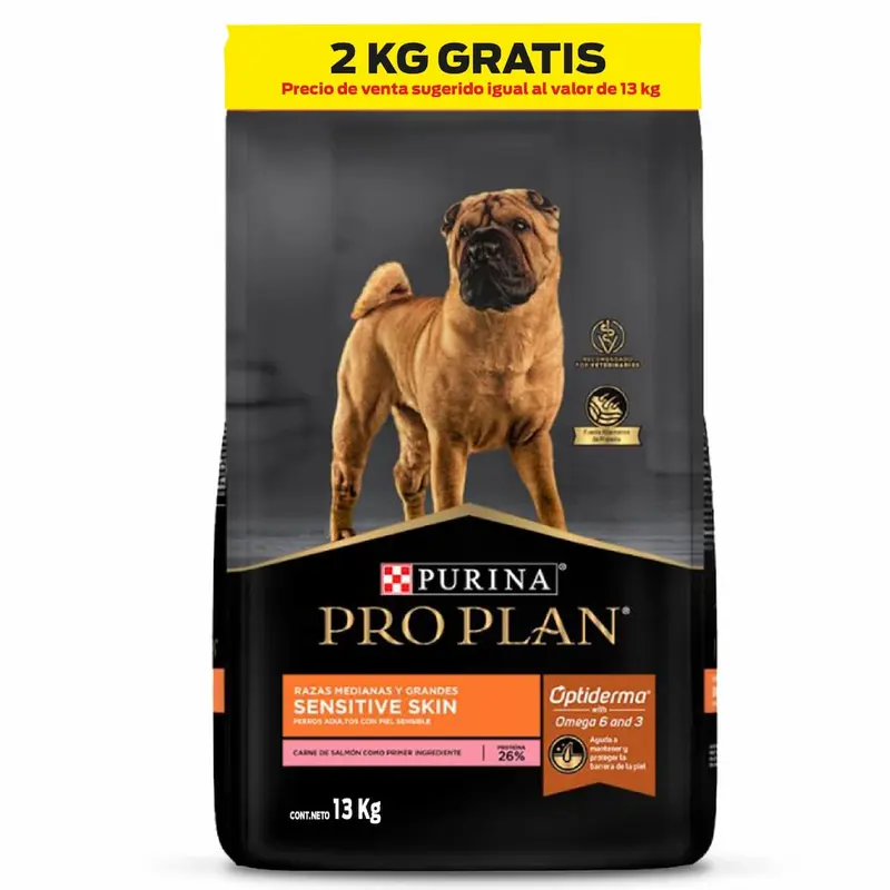 Pro Plan Sensitive Razas Medianas Y Grandes. Pague 11 Y Lleve 13 Kg