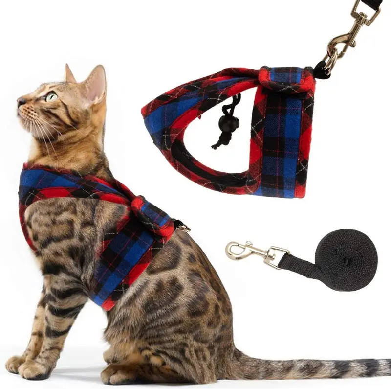 PUPTECK X-Figura Arnés para gato con correa – cuello ajustable a prueba de escape, chaqueta de malla para gatitos, cachorros