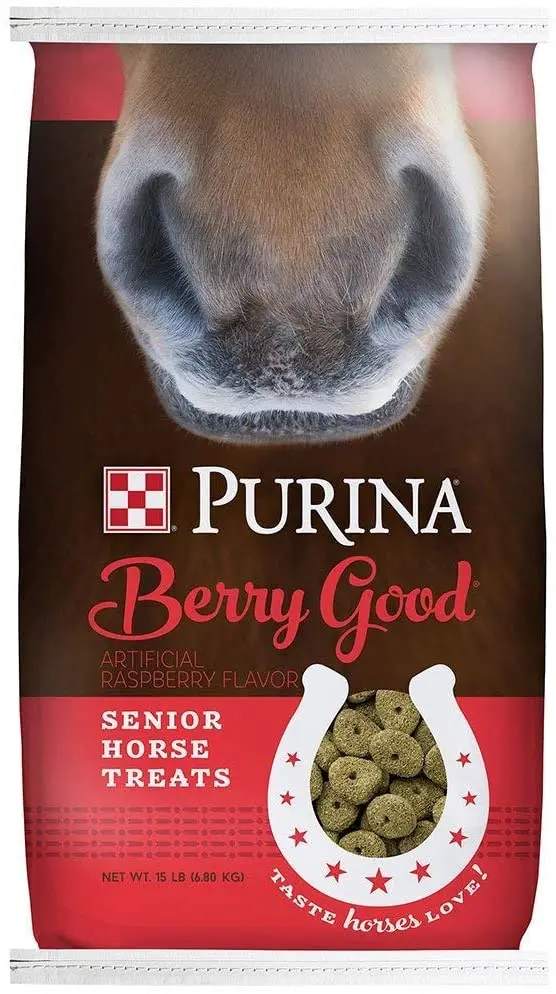 Purina | Berry Good – Rasberry saborizado golosinas para caballos mayores | añadido biotina para la salud de la capucha – 15 libras (15 lb) bolsa