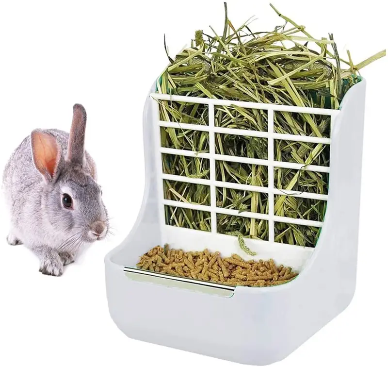 QSLQYB Rabbit Feeder Bunny Guinea Pig Hay Feeder, Hay Food Bin Feeder, Hay and Food Feeder Bowls Manger Rack for Rabbit Guinea Pig Chinchilla and Other Small Animals