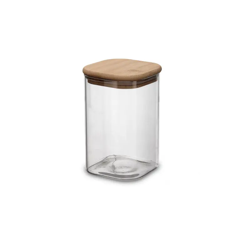 QUID Tarro Vidrio Cocco Tapa Madera 1,1 L