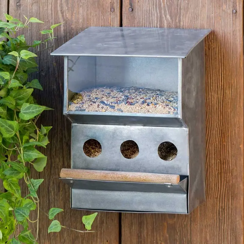 Quilates Metal rústico de pared grande Patio Buddies – Comedero para pájaros