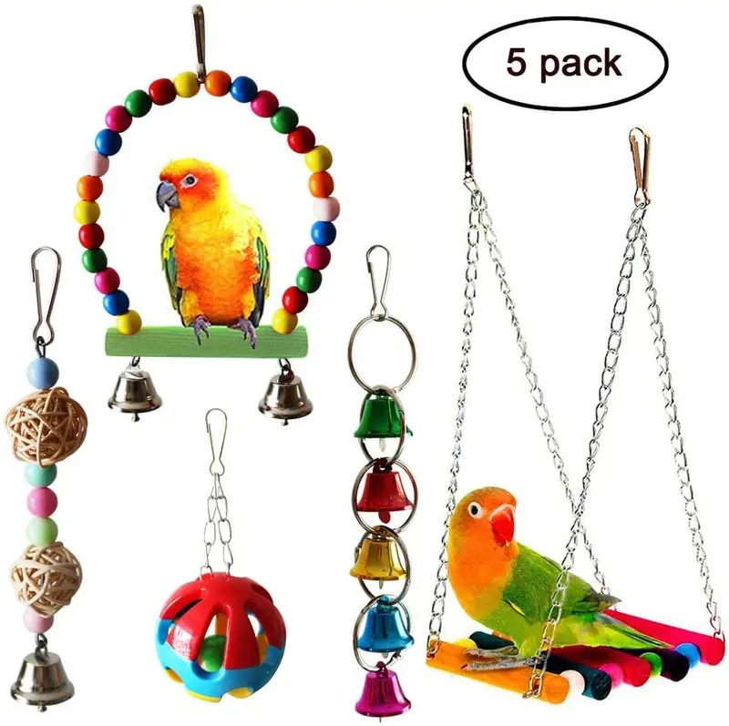 Qumy - Jaula colgante para pájaros y loros, de madera, para pequeños periquitos, cacatúas, conures, guacamayos, loros, pájaros, pinchazos