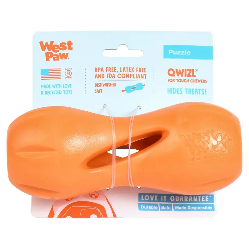 QWIZL de West Paw® color Naranja – Juguete Dispensador de Premios para Perros