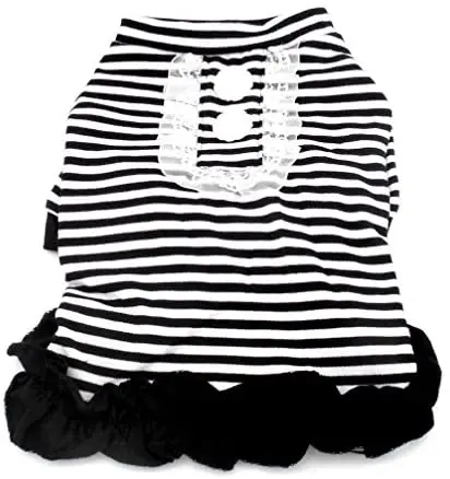 ranphy Small Dog Cat tanque playera Chihuahua Ropa de verano para niña perro camisa de rayas vestido de encaje plisado playera