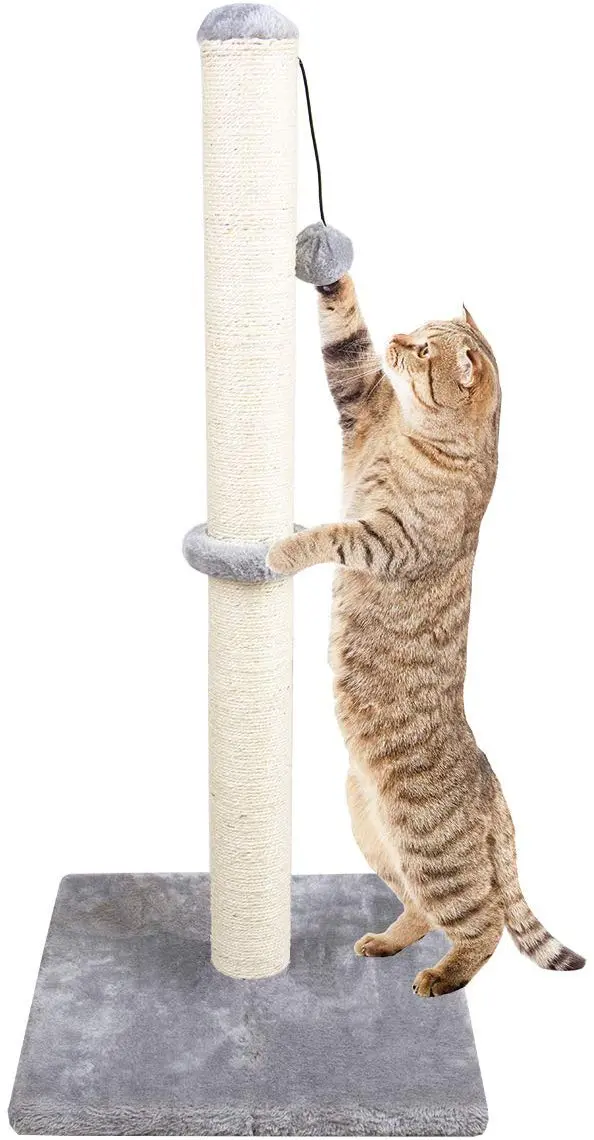 Rascador de garra Dimaka de 37 pulgadas de alto con cuerda de sisal y cubierto con felpa suave y suave, rascador vertical [totalmente elástico], diseño moderno y estable de 37 pulgadas de altura