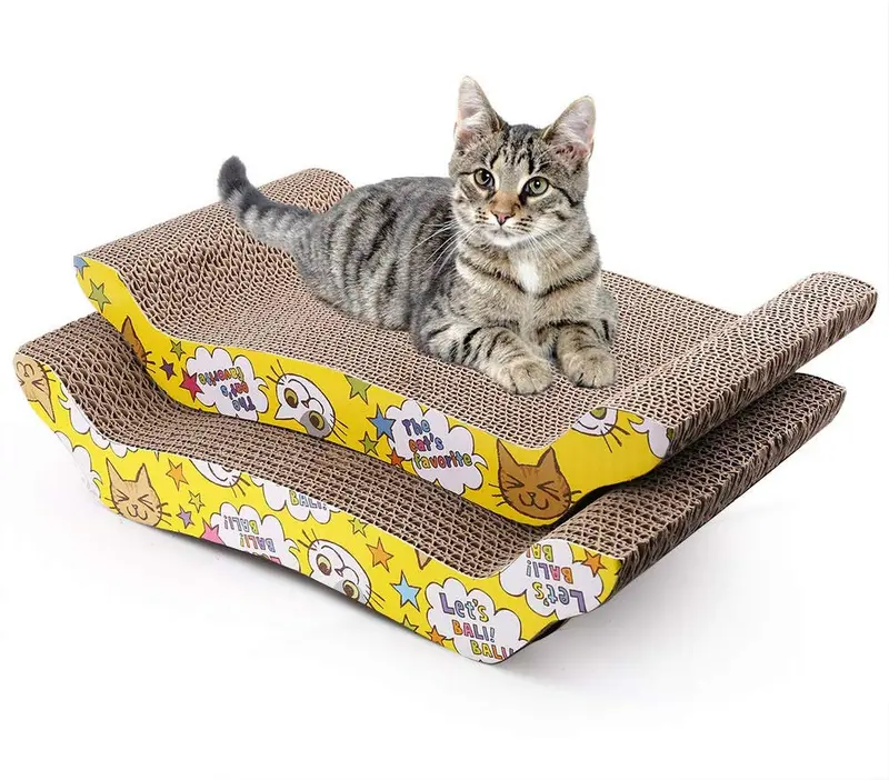 Rascador de gato de cartón con gato, reciclaje corrugado rascador almohadilla reversible de repuesto rascador almohadilla salón sofá cama (2 unidades)