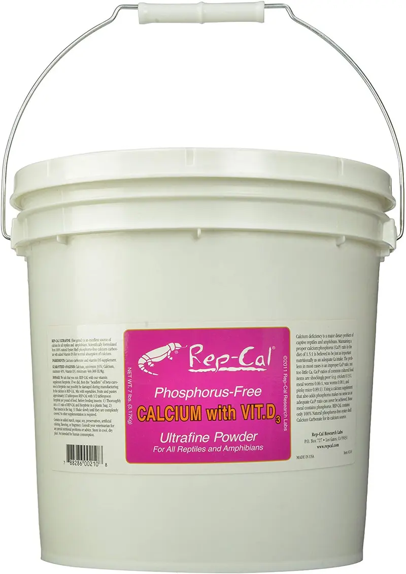 rep-cal srp00210 phosphorous-free Calcio ultrafino polvo reptil/Amphibian Suplemento con Vitamina D3, 7 lb