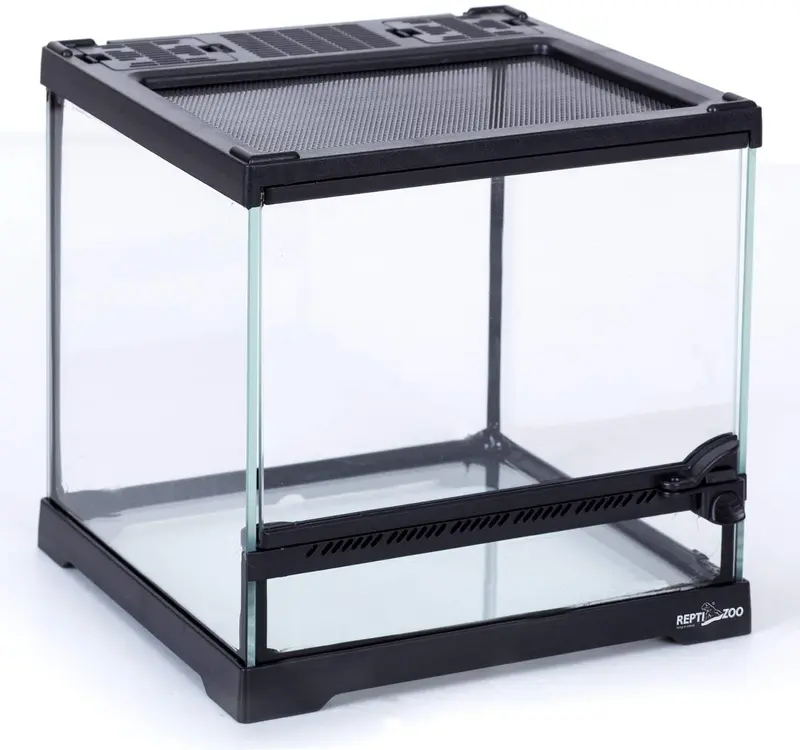 REPTI ZOO Mini Terrario de Cristal Reptil, Puerta de Apertura Delantera Vista Completa Visualmente Atractivo Mini Reptil o Anfibios Hábitat de Cristal
