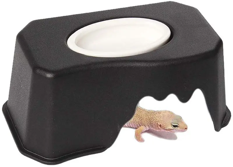 Reptile Hide Cave Box Lizards Hábitat con fregadero Aumenta la humedad y el suministro de agua Hideout para lagos, tortugas, reptiles, anfibios, serpiente pequeña