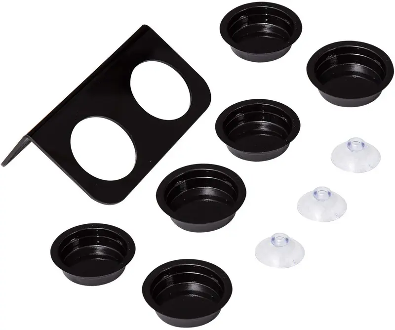 REPTIZOO - Comedero de doble cuadrícula desmontable con ventosa para mascotas con 6 tazas, cuencos para comida y agua