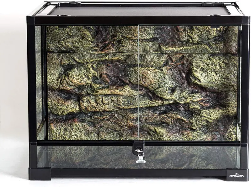 REPTIZOO terrario de cristal con fondo de espuma, puerta con bisagra doble con ventilación de pantalla de terrario de 24.0 x 17.7 x 17.7 in (se puede doblar)