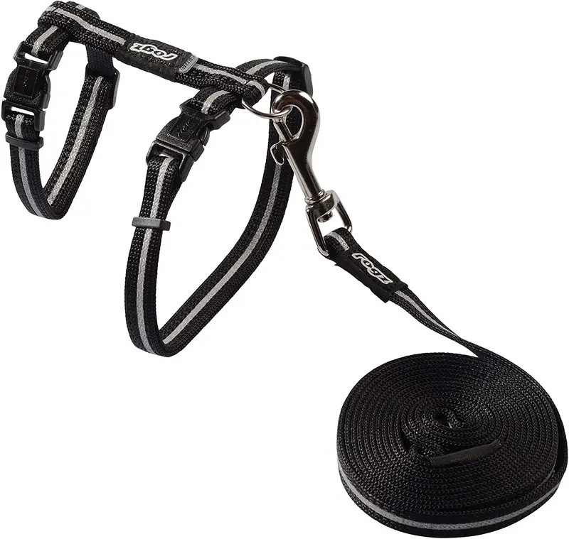 Rogz Catz Alley Pequeño de 3/8-Inch Cat reflectante plomo y ajustable Arnés Combinación