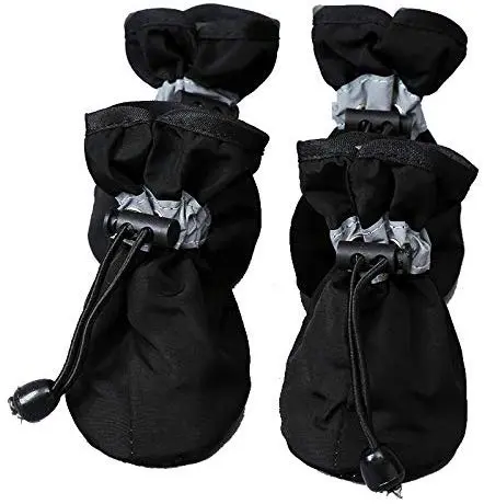 Rotanet - Botas de perro para interiores y exteriores, con dos correas de sujeción ajustables y suela suave antideslizante. Botas de perro perfectas para perros pequeños, 4 unidades...