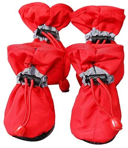 Rotanet - Botas de perro para interiores y exteriores, con dos correas de sujeción ajustables y suela suave antideslizante. Botas de perro perfectas para perros pequeños, 4 unidades...