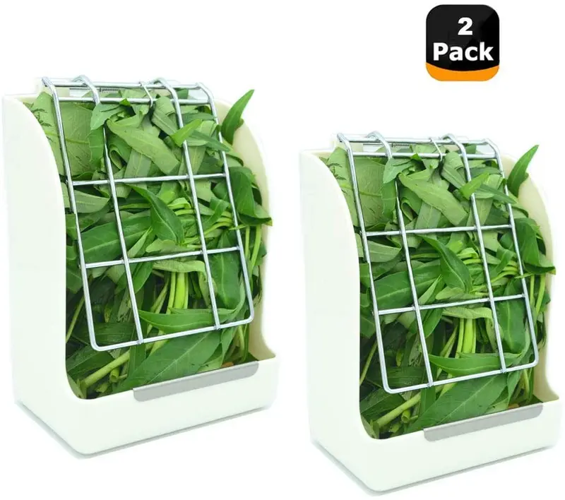RUBYHOME Hay Feeder/Rack Less Wasted Hay - Ideal for Rabbits/Guinea Pigs/Chinchillas/Hamsters - Keeps Grasses Clean and Fresh (White) (1 Pack/2 Pack)
