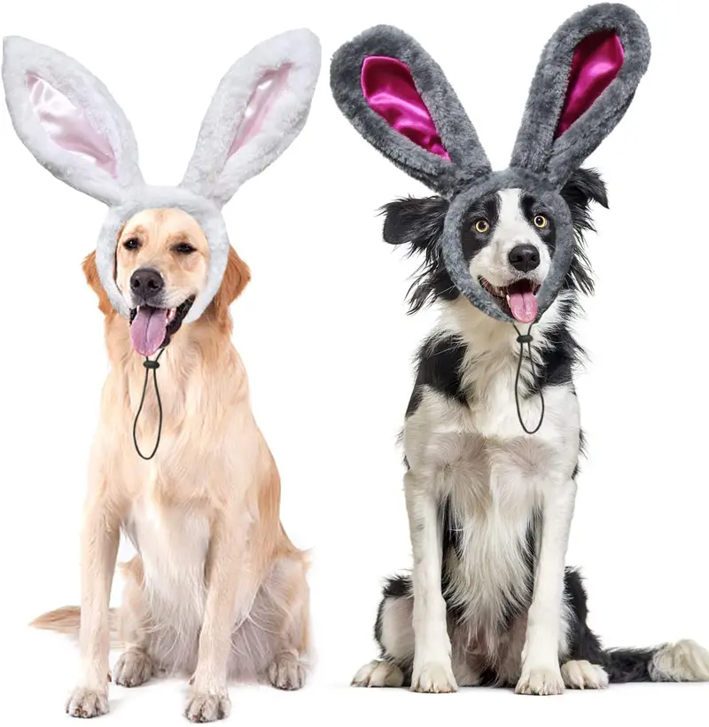 RYPET - Juego de 2 orejas de conejo de Pascua para perros y gatos pequeños a grandes
