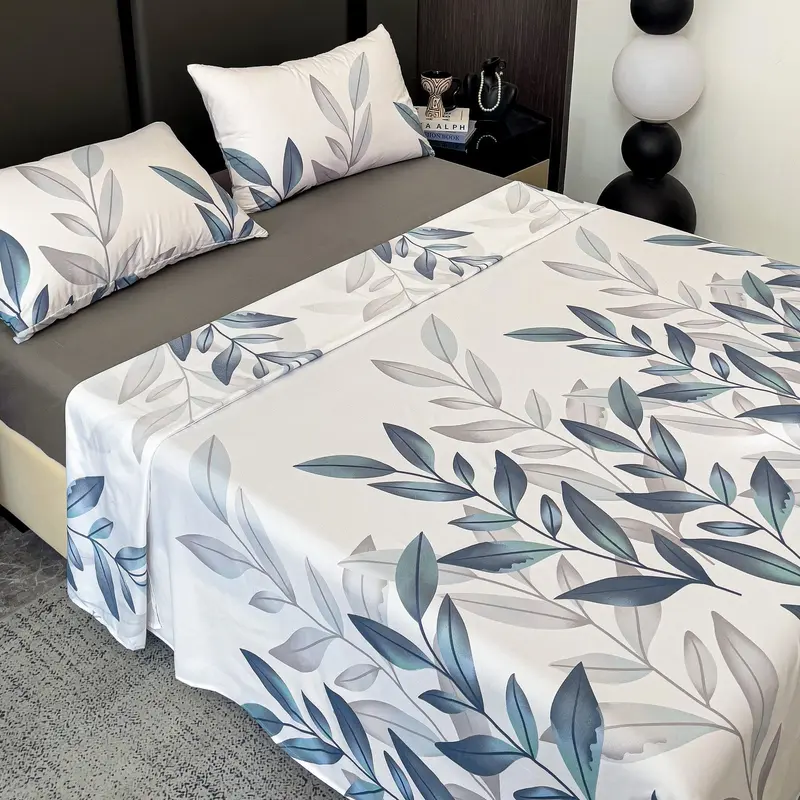 Sábanas 4 piezas – Estampado floral y bajera lisa