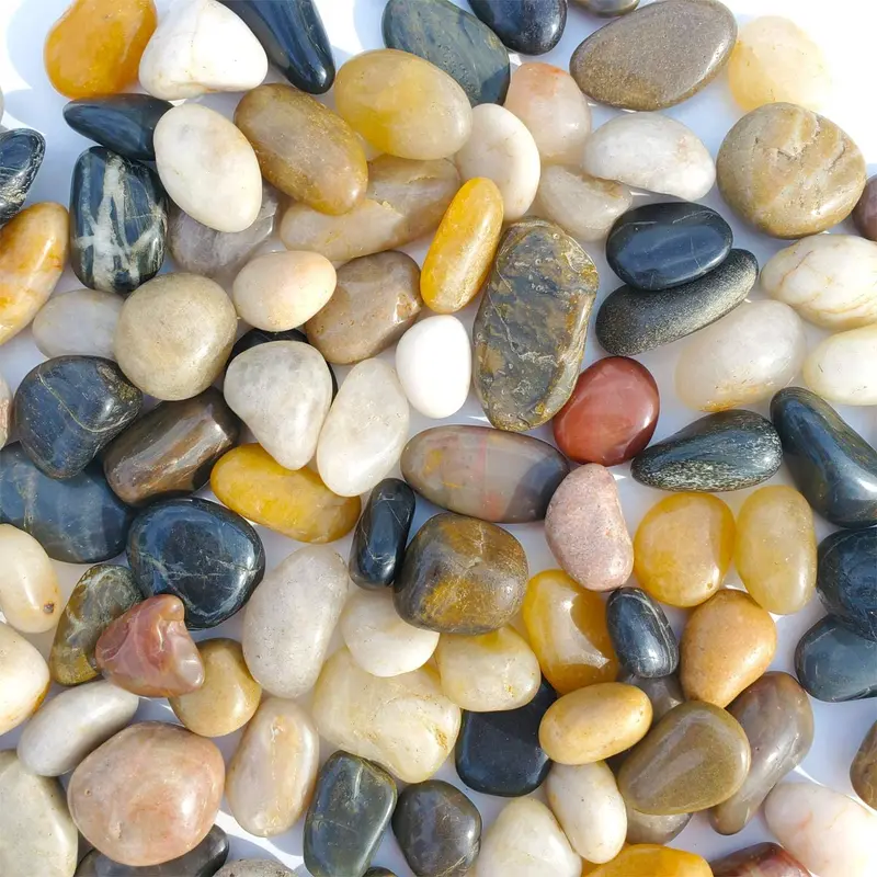 SACKORANGE 2 LB Acuario Gravel River Rock – grava decorativa pulida natural, pequeñas piedras decorativas, piedras de colores mixtos, para acuarios, paisajismo, rellenos de jarrón (32-oz)