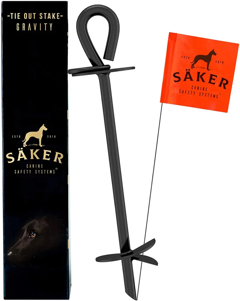 SÄKER - Estaca de amarre de alta calidad – anclaje resistente que se adapta a cualquier perro | Corbata para cable de amarre que nunca se oxida, se dobla o se extrae.