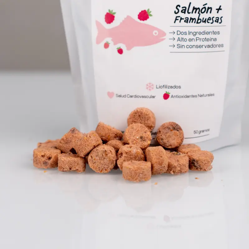 Salmón + Frambuesas Liofilizados — Omega-3 y Antioxidantes Naturales | Método Nardos