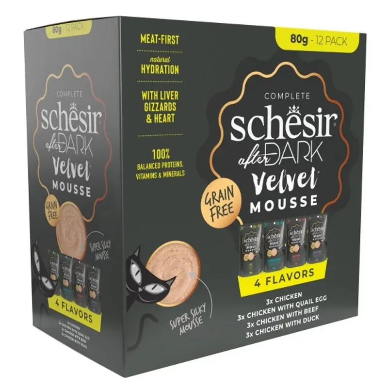 Schesir Gato After Dark GF Velvet Surtido de mousse 12 Sob