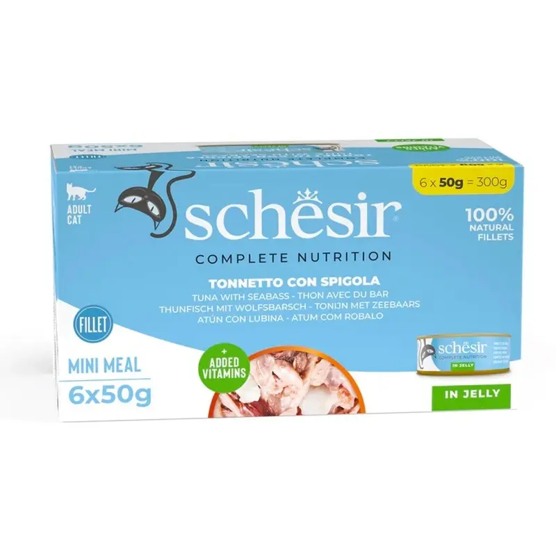 Schesir Gato Atún con lubina latas 6x50gr Multipack