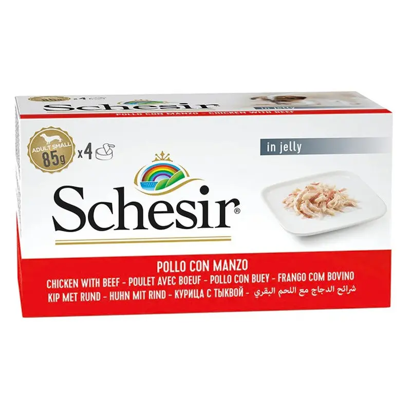 Schesir Perro Pollo y buey Caja 4x85gr