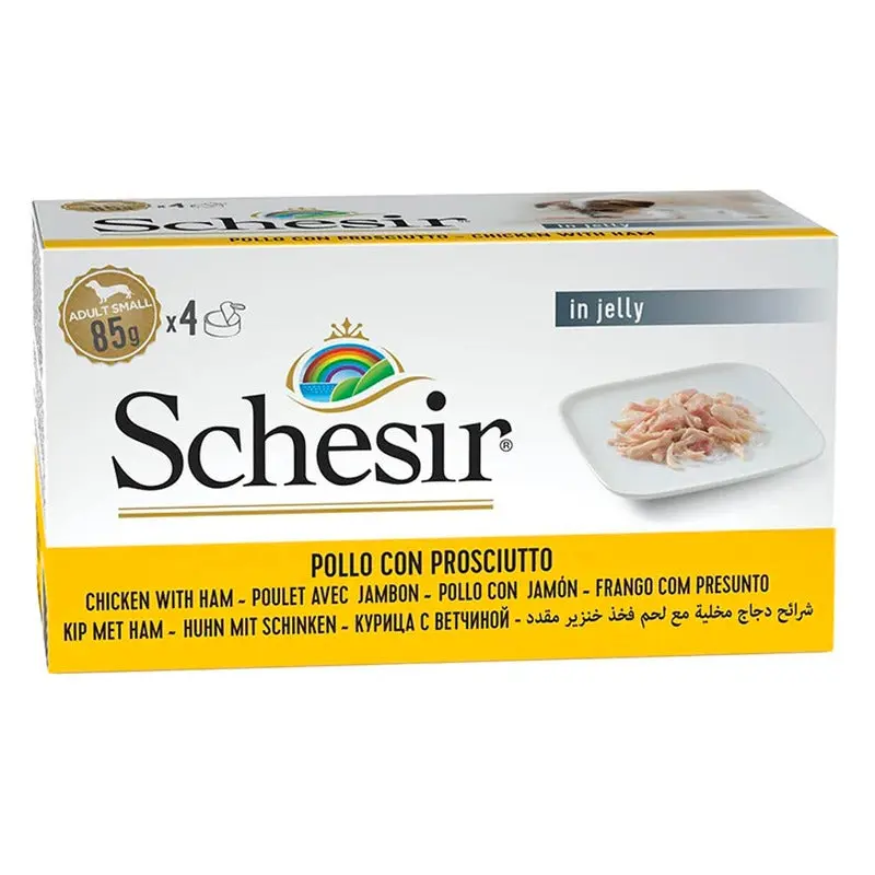 Schesir Perro Pollo y jamón Caja 4x85gr