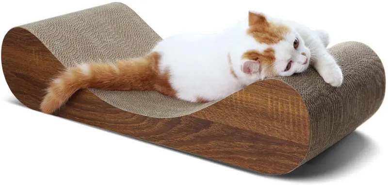 ScratchMe Cat Scratcher Cardboard Lounge Bed, Cat Scratching Post with Catnip