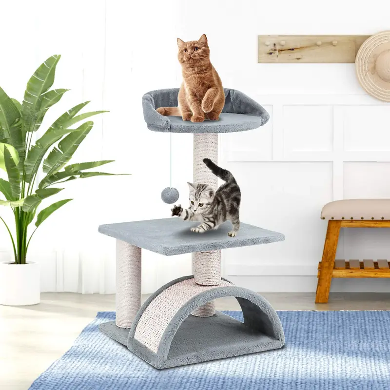 ScratchMe - Condominio para árbol con poste rascador y hamaca, torre de gato para mascotas con juguete