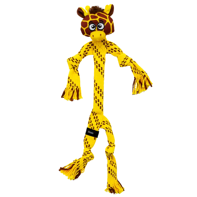 Scrubz Safari Giraffe - Jirafa de Cuerda con Chirriador para Perros | KONG