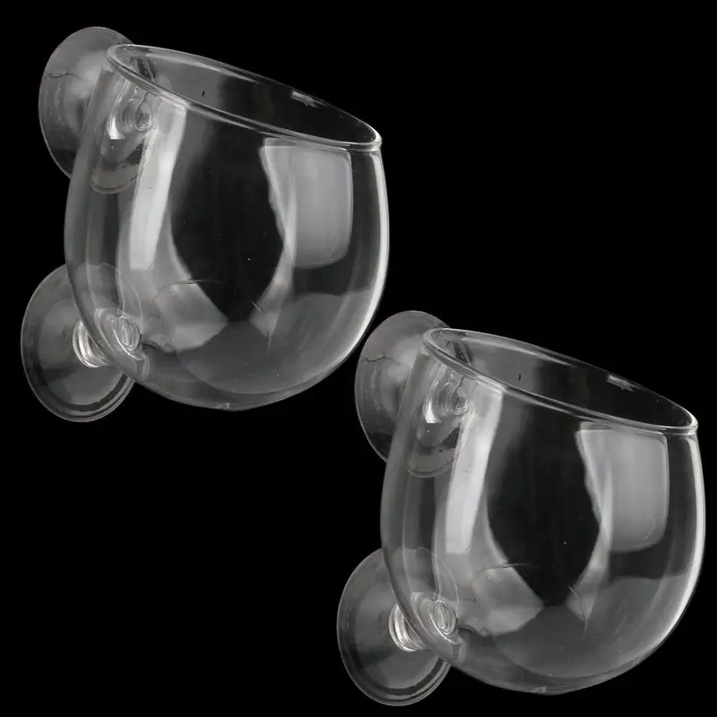senzeal 2 x tazas de planta acuática de vidrio olla con 4 x ventosas para tanque de peces acuario Aquascape