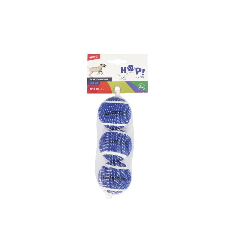 Set de 3 Pelotas de Tenis HOP Azul para Perro – Alto Rebote | M-PETS®